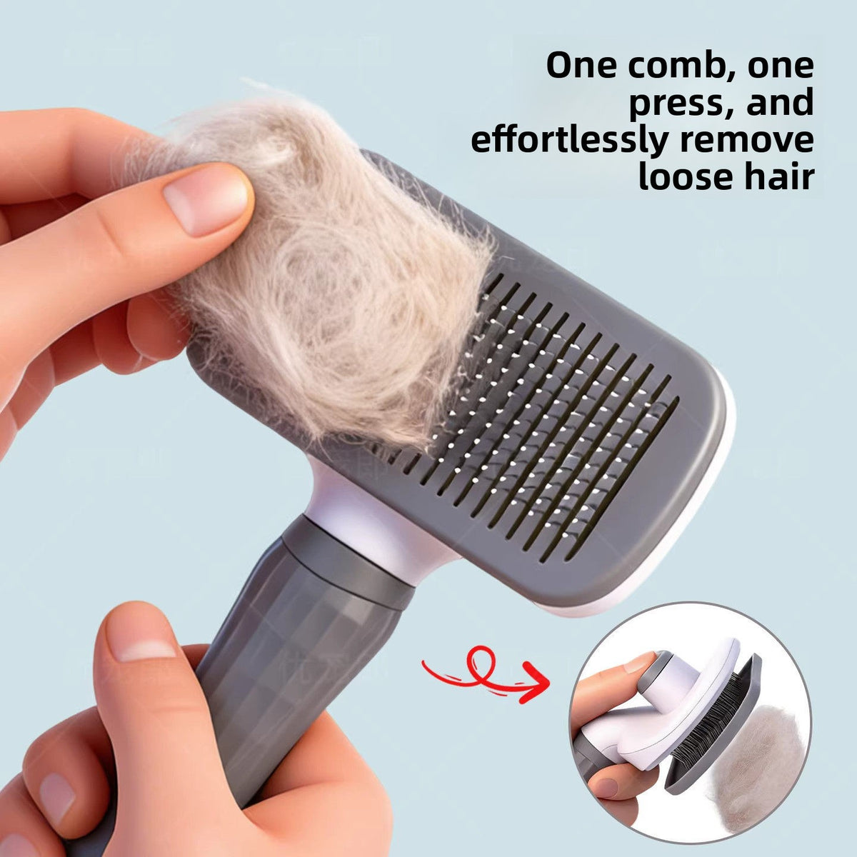Self-Cleaning Pet Grooming Comb for Dogs & Cats – One-Touch Fur Removal