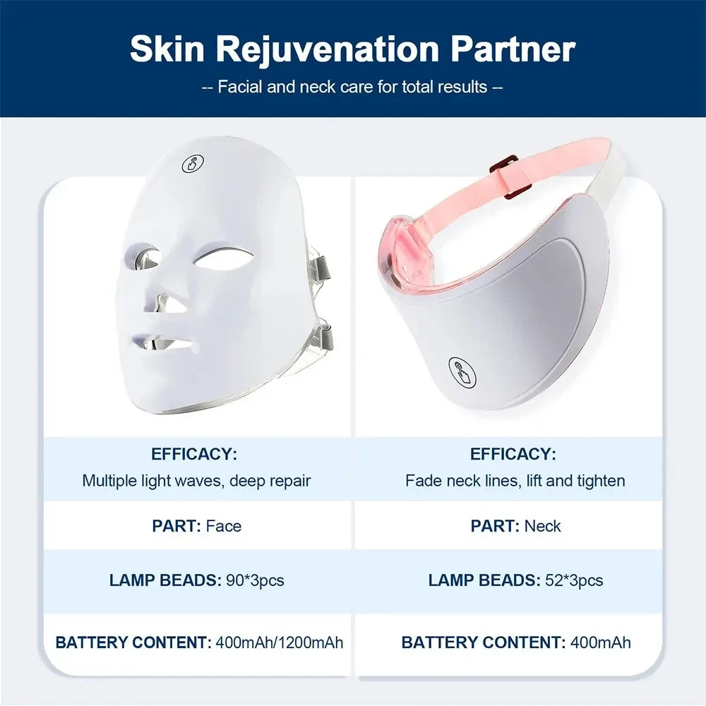 Máscara LED de 7 colores – Terapia de luz para rostro y cuello