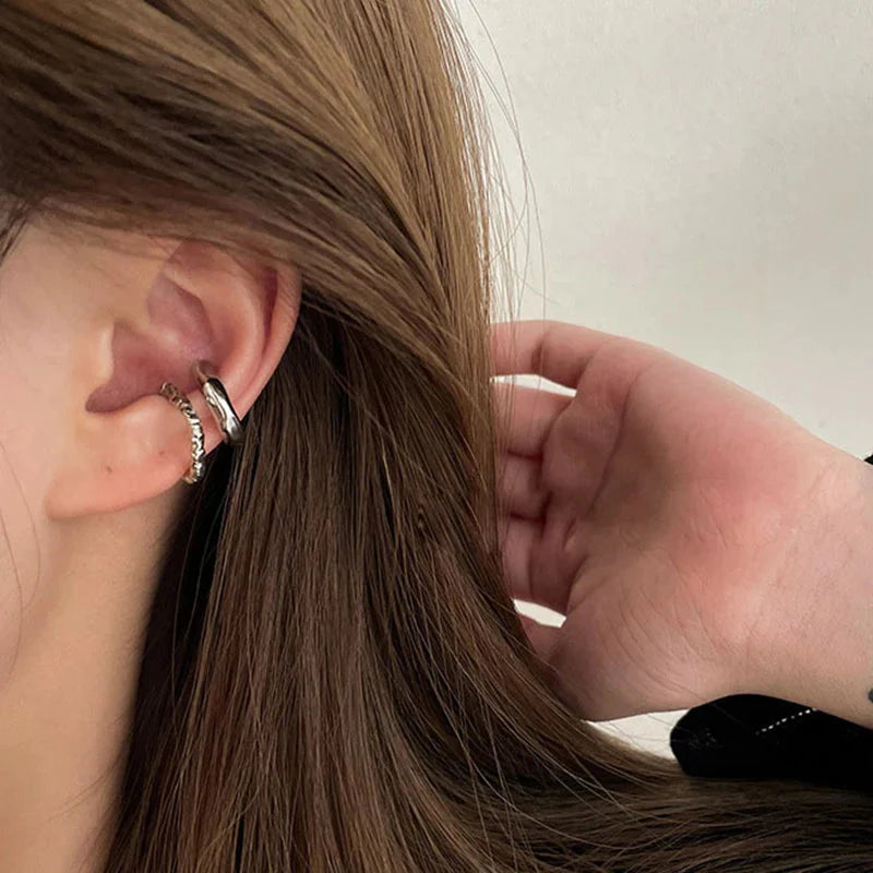 Orecchini Punk Geometrici Irregolari Ear Cuff per Donna, Clip per Orecchio in Metallo Senza Foro, Finto Piercing Cartilagine, Bigiotteria alla Moda per Feste