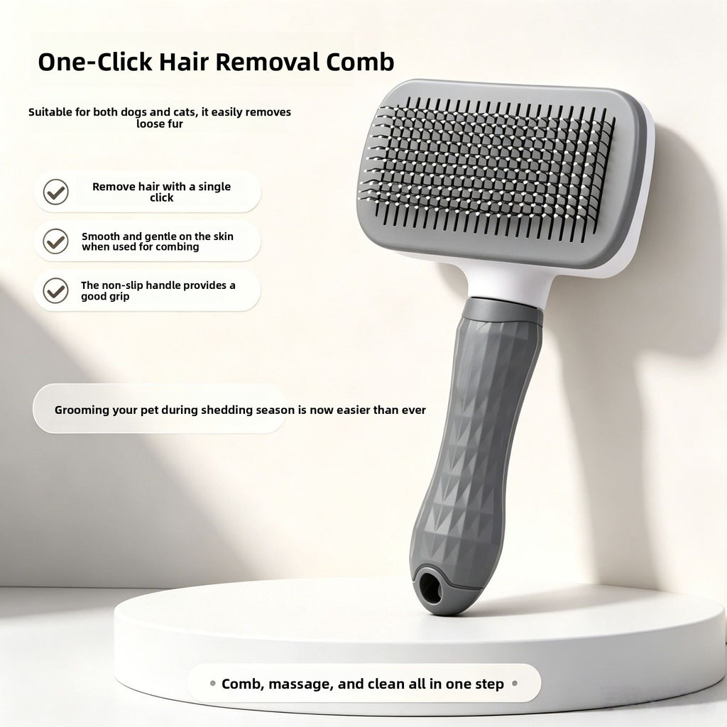Self-Cleaning Pet Grooming Comb for Dogs & Cats – One-Touch Fur Removal